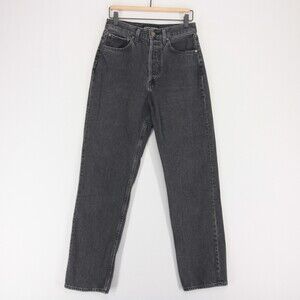 Denim Forum 90s Joni Jeans Womens 27 Black High Rise Wide Leg Button Fly Aritzia